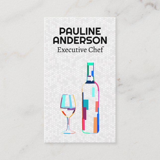 Wine Glass Bottle Artistic Business Card (Front)
