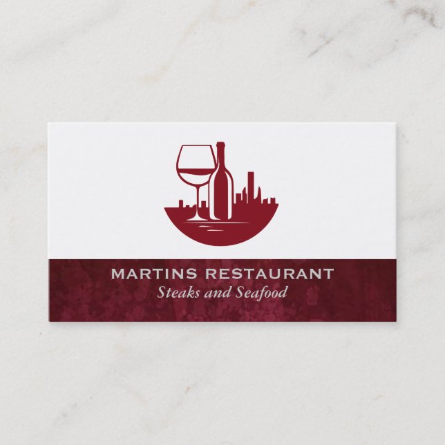 Wine Glass Bottle | City Skyline Business Card (Front)