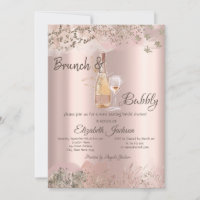 Wine Glass Bottle Rose Gold Border Bridal Shower