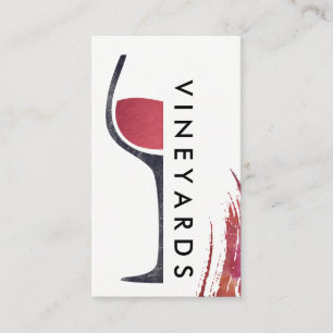 Wine Glass Brush Stroke Modern Vineyard Business Card