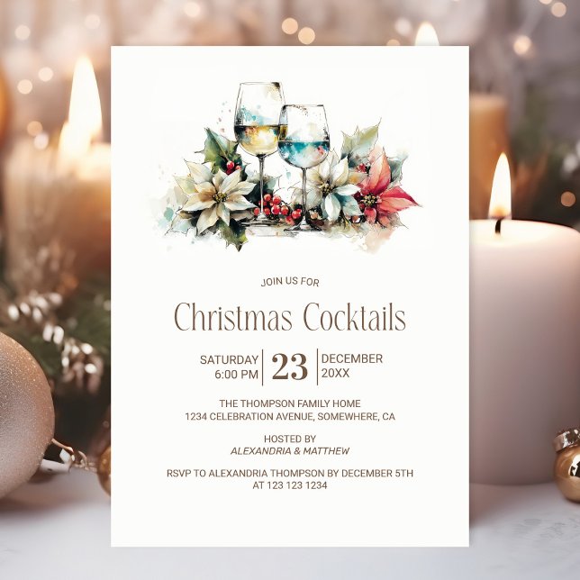 Wine Glass Christmas Cocktails Invitation (Creator Uploaded)