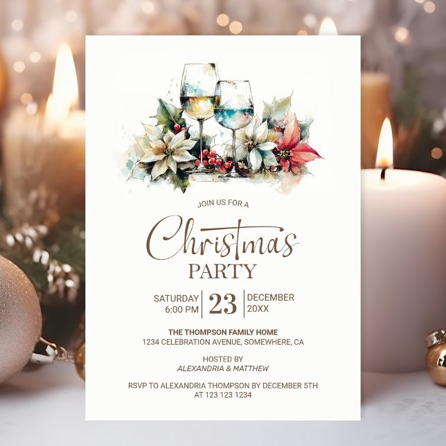 Wine Glass Christmas Party Invitation (Creator Uploaded)
