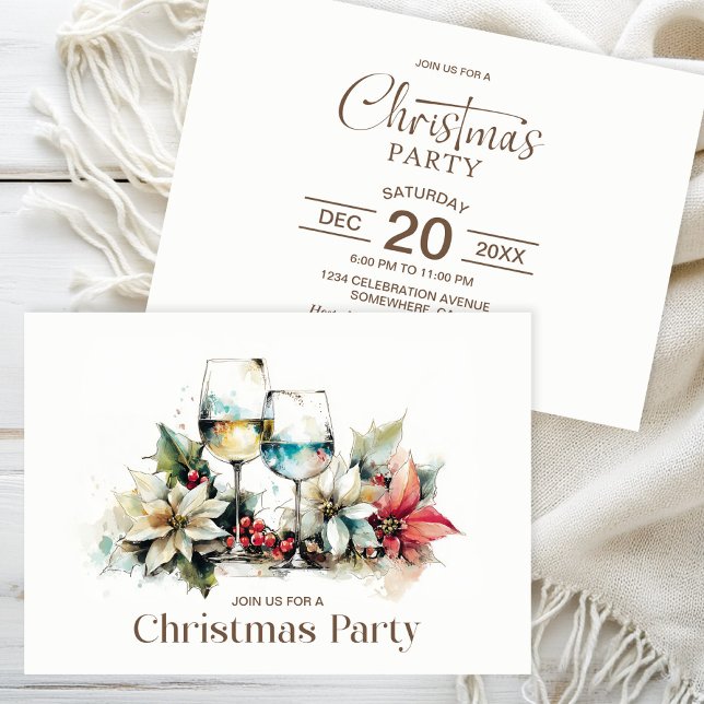 Wine Glass Christmas Party Invitation (Creator Uploaded)
