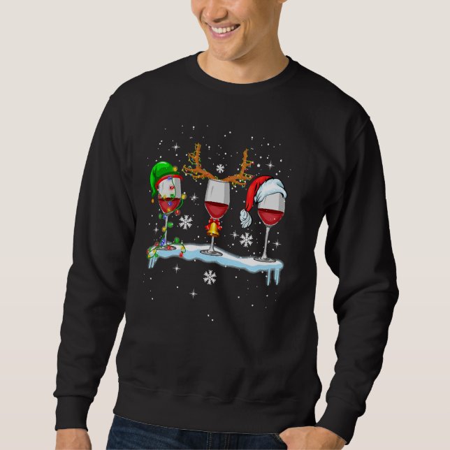 Wine Glass Christmas Santa Hat Sweatshirt (Front)