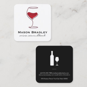 Wine Glass Drawing   Wine Bottle   Vineyard Square Business Card