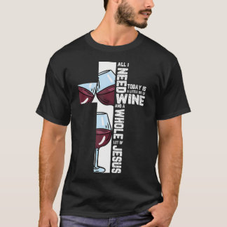 Wine Glass Drinking Cross Jesus Christian Alcohol  T-Shirt