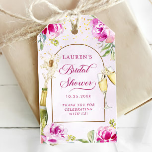 Wine Glass Floral Bridal Shower Gift Tags