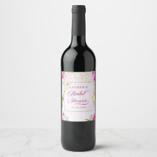 Wine Glass Floral Bridal Shower Label