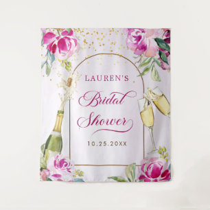 Wine Glass Floral Bridal Shower Tapestry