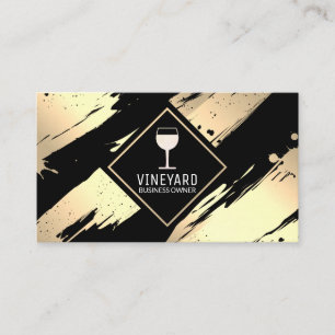 Wine Glass Gold Brushed Business Card