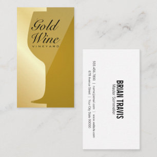 Wine Glass Gold Sleek Business Card