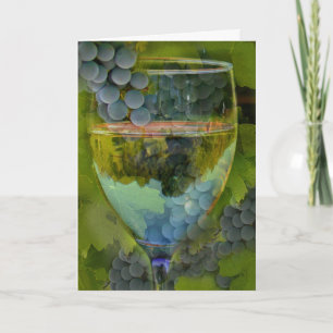 Wine Glass Grapes and Leaves Thank You! You Card