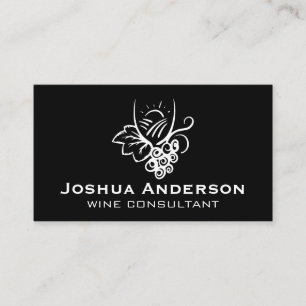 Wine Glass Grapes Landscape Scenery Business Card