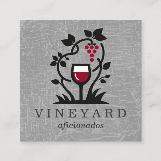 Wine Glass | Grapes Vines Square Business Card (Front)