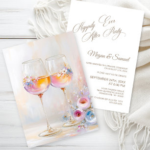 Wine Glass Happily Ever After Party Reception Invitation