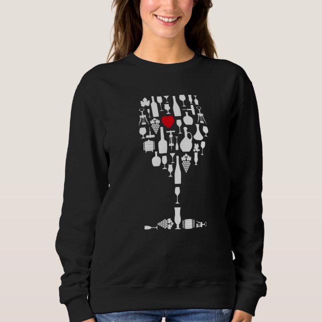 Wine Glass Heart Wine     1 Sweatshirt (Front)