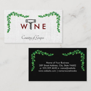 Wine Glass Logo Corkscrew Logo Vines Business Card