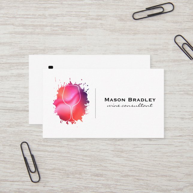 Wine Glass Modern Logo Business Card (Front/Back In Situ)