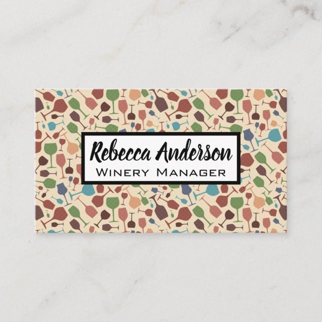 Wine Glass Pattern Background Business Card (Front)