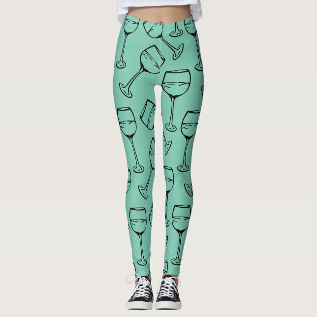 WINE GLASS PATTERN Leggings (Front)