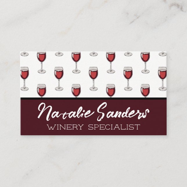 Wine Glass Pattern | Winery Business Card (Front)