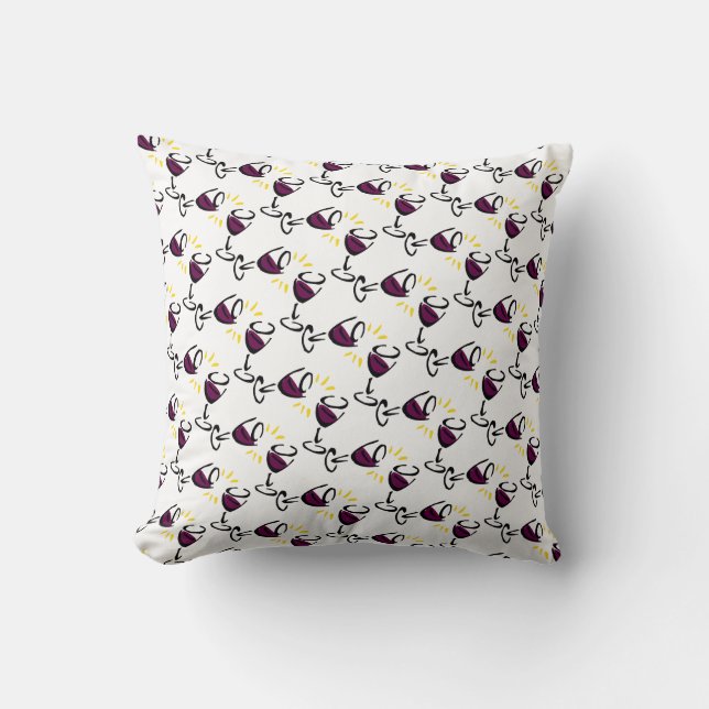 Wine Glass Pillow White (Front)