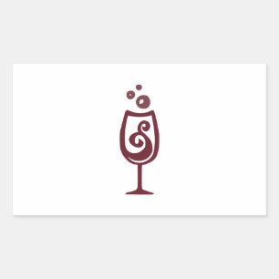 WINE GLASS RECTANGULAR STICKER