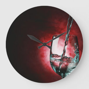 wine glass red clock