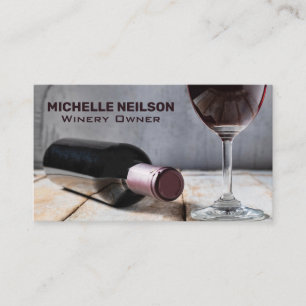 Wine Glass   Red Wine Bottle Business Card