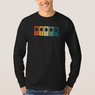 Wine Glass Retro Sunset Wine   T-Shirt