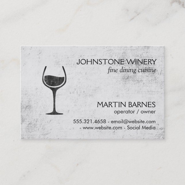 Wine Glass | Rustic Business Card (Front)