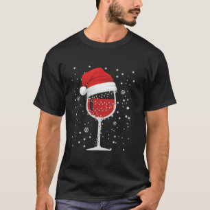 Wine Glass Santa Hat Funny Wine Lover Gift Pajama T-Shirt