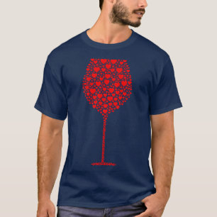 Wine Glass Silhouette made from Hearts T-Shirt