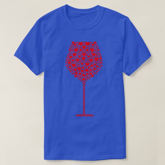 Wine Glass Silhouette made from Hearts T-Shirt (Design Front)