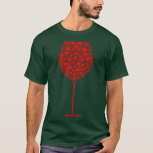 Wine Glass Silhouette made from Hearts T-Shirt