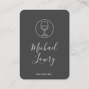 Wine Glass Simple Black Grey Business Card