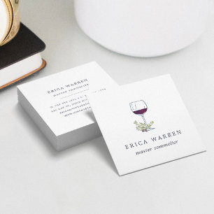 Wine Glass   Sommelier or Wine Industry Square Business Card