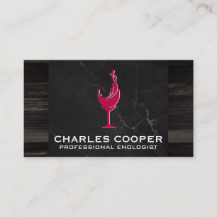 Wine Glass Splash Logo Marble and Wood Business Card
