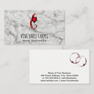 Wine Glass Splash Logo Marble Business Card