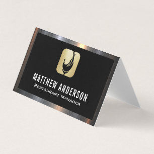 Wine Glass Splash Logo Metal Border Business Card