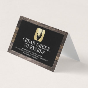 Wine Glass Splash Logo Wood Border Business Card
