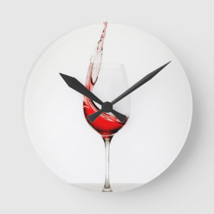 wine glass splash round clock