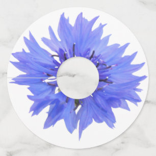 Wine Glass Tags with blue cornflower design