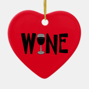 Wine Glass Text Ceramic Tree Decoration