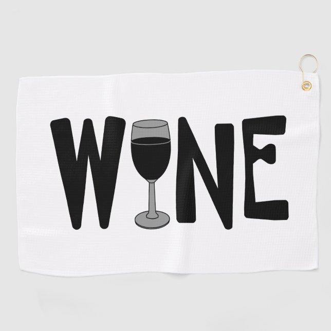 Wine Glass Text Golf Towel (Horizontal)