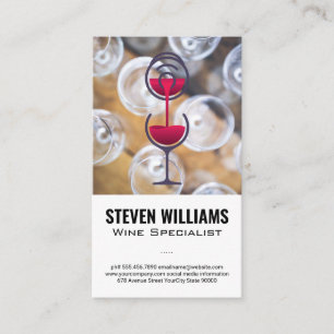 Wine Glass Top View Red Wine Bottle Pour Business Card