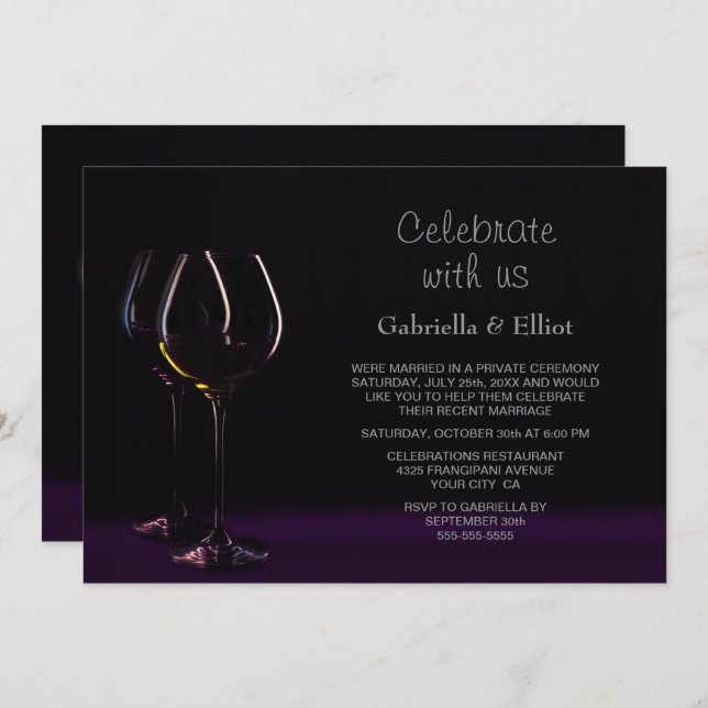 Wine Glass Wedding Reception Party Invitation (Front/Back)