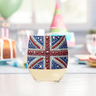 Wine Glass with colors of United Kingdom