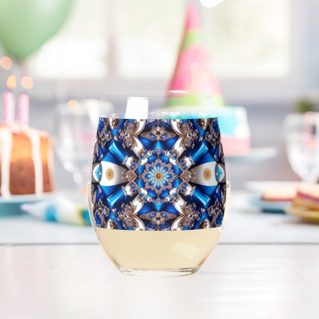 Wine Glass with Colours of Argentina (Insitu (Birthday))