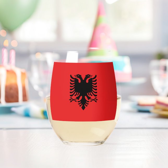 Wine Glass with flag of Albania (Insitu (Birthday))